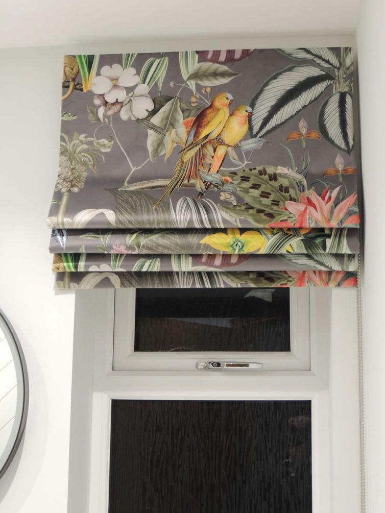 hand sewn Floral Floral Bird pattern Roman Blind